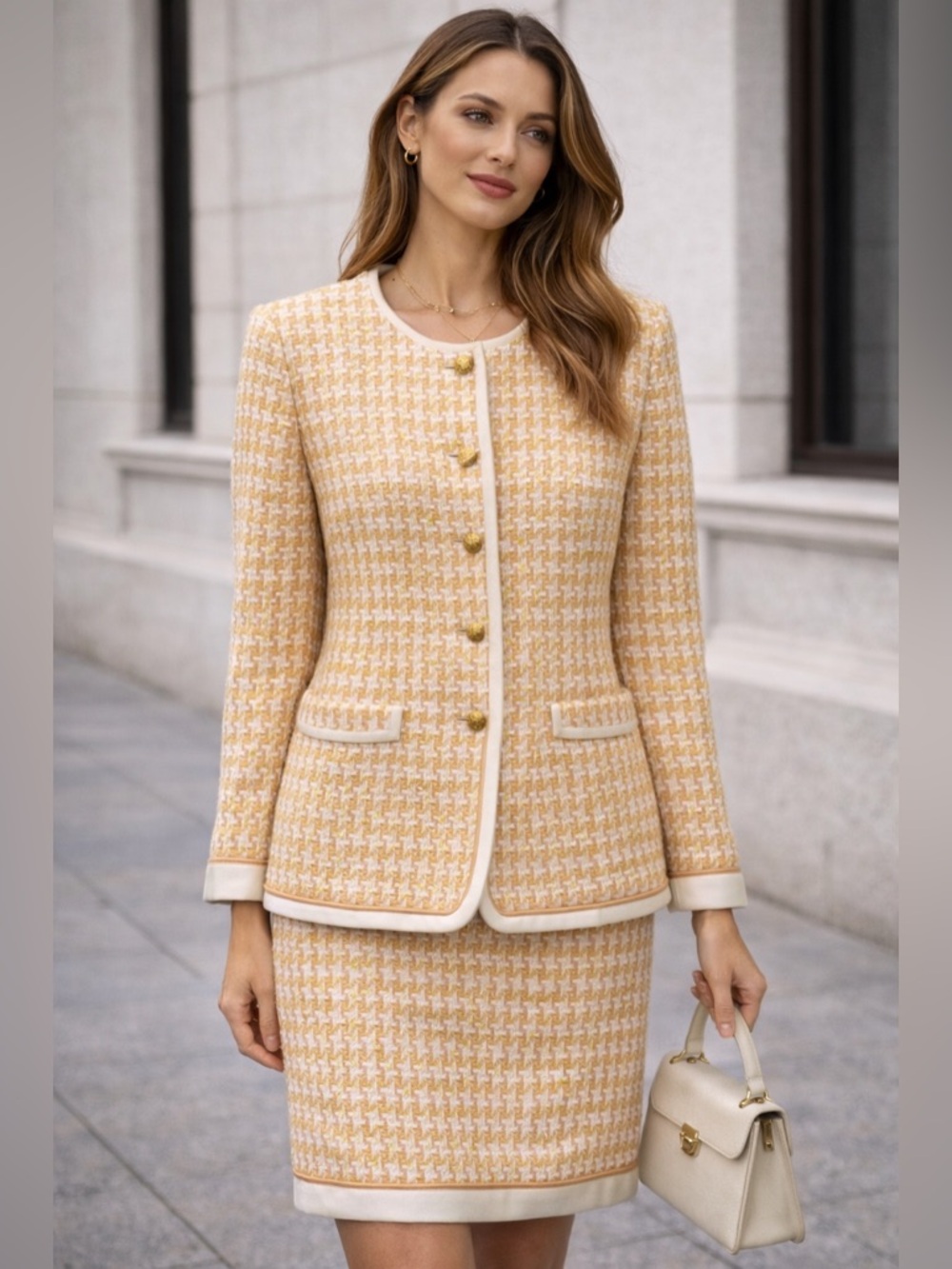 ESCADA Two piece Women's Tan Tweed Jacket and Skirt